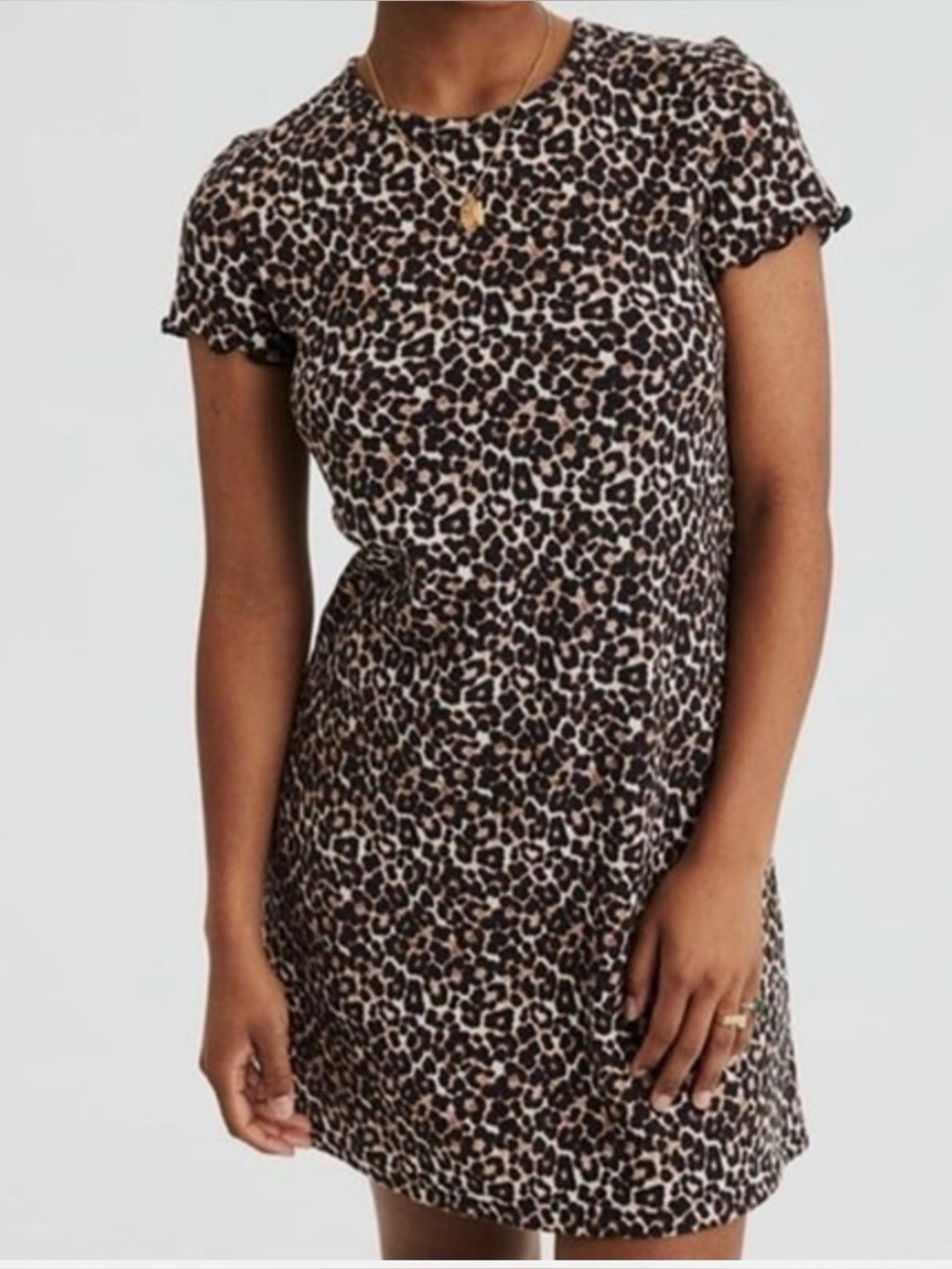 American Eagle Outfitters Leopard Print Mini Dress - Brown/Black/Cream